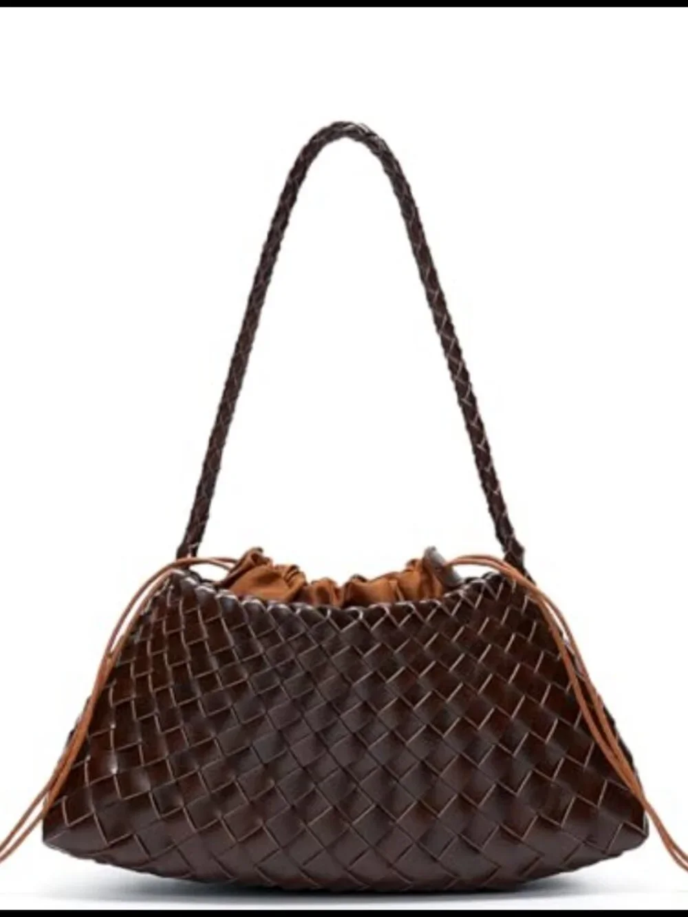 Woven Shoulder Bag Vegan Leather Basket-Weave Hobo Purse